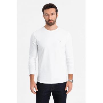 Bluza din amestec de bumbac cu decolteu la baza gatului