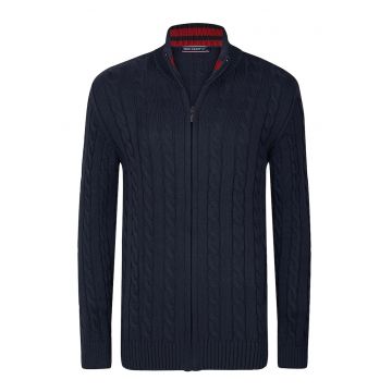 Cardigan cu model torsade si fermoar
