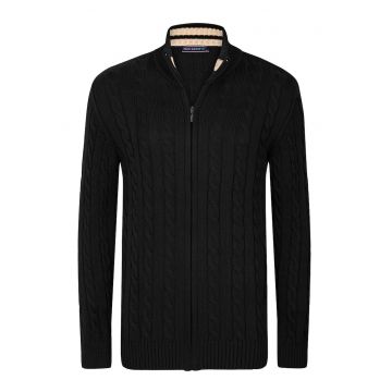 Cardigan cu model torsade si fermoar