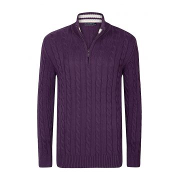Cardigan cu model torsade si fermoar