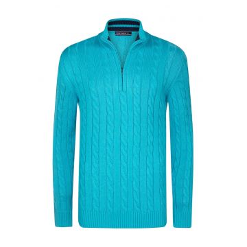 Cardigan cu model torsade si fermoar