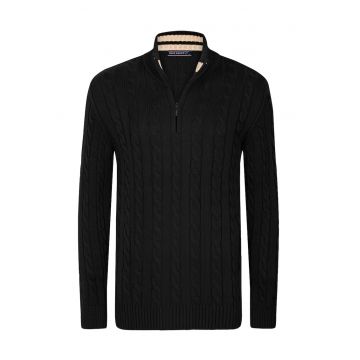 Cardigan cu model torsade si fermoar