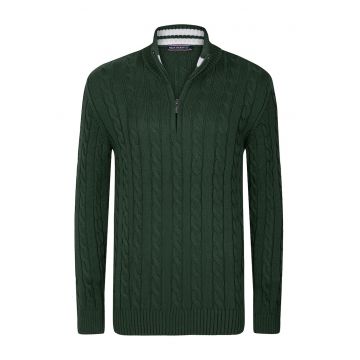 Cardigan cu model torsade si fermoar
