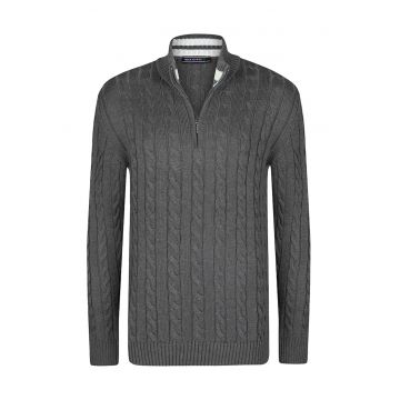 Cardigan cu model torsade si fermoar
