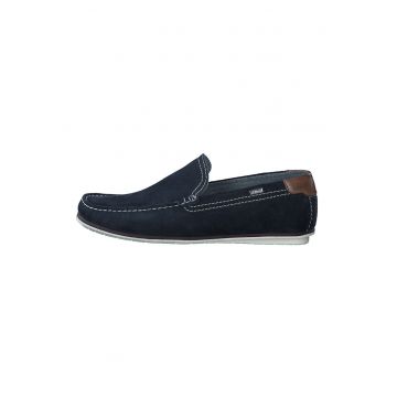 Pantofi loafer din piele intoarsa cu cusaturi contrastante