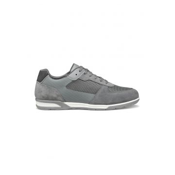 Pantofi sport de piele ecologica cu garnituri de piele intoarsa si material textil