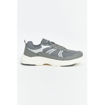Pantofi sport uni de piele ecologica si plasa