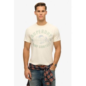 Tricou cu decolteu la baza gatului si imprimeu text