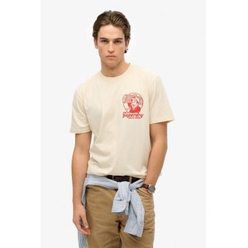 Tricou cu decolteu la baza gatului si model logo