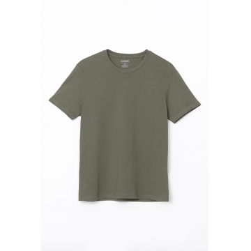 Tricou cu decolteu la baza gatului si model uni