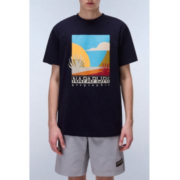 Tricou cu imprimeu grafic - logo si decolteu la baza gatului