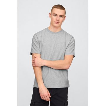 Tricou din bumbac cu decolteu la baza gatului