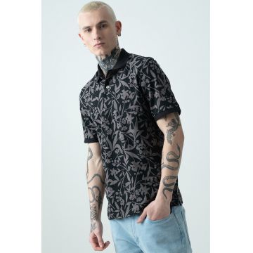Tricou polo cu imprimeu floral