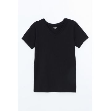 Tricou slim fit cu decolteu in V