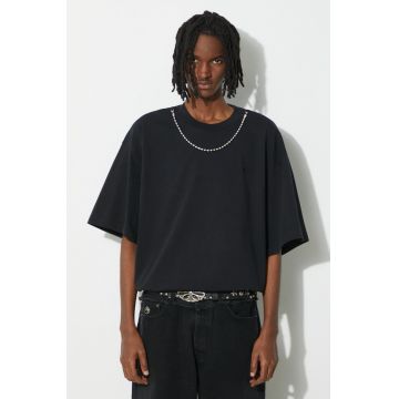 AMBUSH tricou din bumbac Ballchain barbati, culoarea negru, neted, BMAA001S24JER
