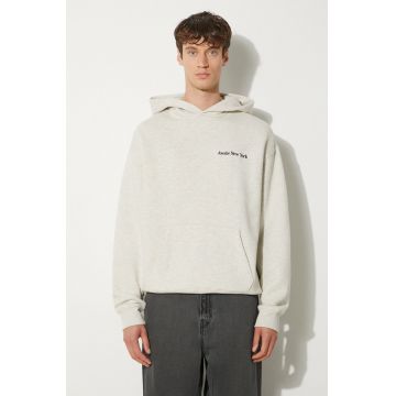 Awake NY hanorac de bumbac Serif Hoodie barbati, culoarea gri, cu glugă, melanj, SP24-HD003