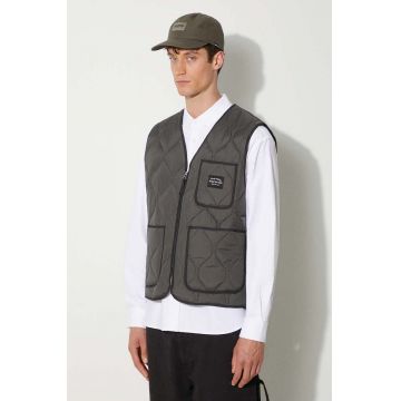Awake NY vesta Quilted Vest barbati, culoarea gri, de tranzitie, SP24-OT003