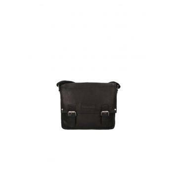 Geanta crossbody de piele cu fermoar si catarama