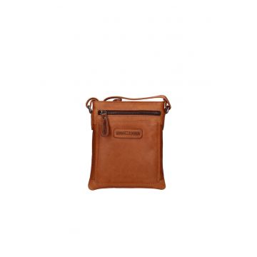 Geanta crossbody de piele cu logo in relief