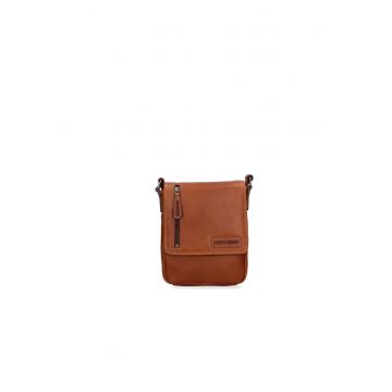 Geanta crossbody de piele cu logo in relief