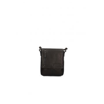 Geanta crossbody de piele cu logo in relief