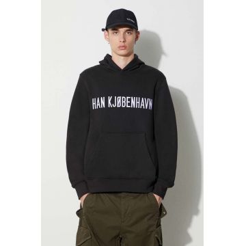 Han Kjøbenhavn hanorac de bumbac bărbați, culoarea negru, cu glugă, cu imprimeu
