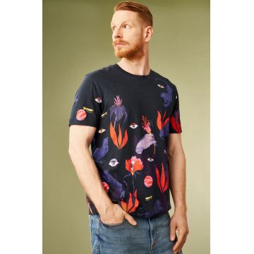 Medicine tricou din bumbac barbati, culoarea albastru marin, modelator