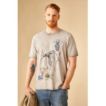 Medicine tricou din bumbac barbati, culoarea gri, cu imprimeu