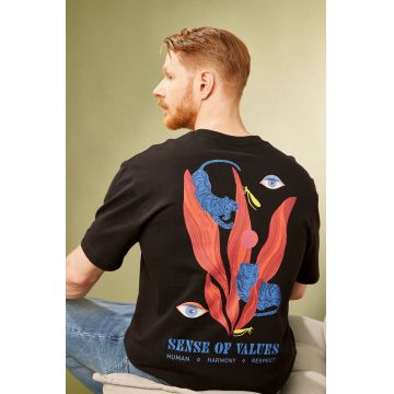 Medicine tricou din bumbac barbati, culoarea negru, cu imprimeu
