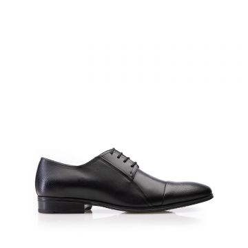 Pantofi eleganți bărbați din piele naturală, Leofex - 743-1 Negru Box