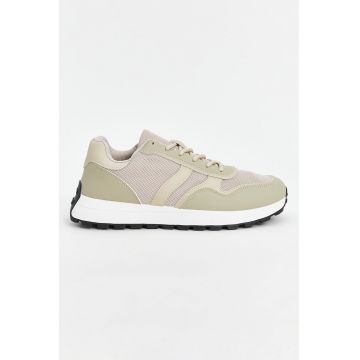 Pantofi sport de piele ecologica cu garnituri textile
