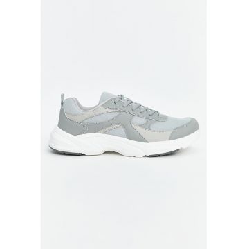 Pantofi sport de piele ecologica cu insertii textile