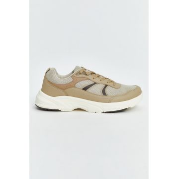 Pantofi sport uni de piele ecologica si plasa