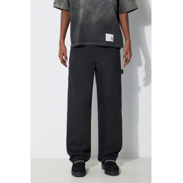Stan Ray pantaloni de bumbac Og Painter culoarea negru, cu fason cargo, 1130