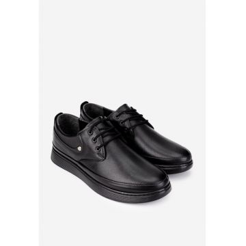 Pantofi casual barbati din piele naturala neagra