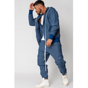 Set Hanorac cu fermoar si Pantalon lung cargo Blue/White 15440