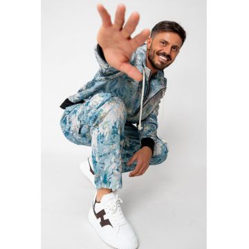 Set Hanorac si Pantalon lung cargo Blue Flower 15342