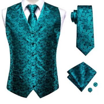 Set vesta + cravata + batista + butoni, matase - model 22