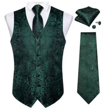 Set vesta + cravata + batista + butoni, matase - model 32