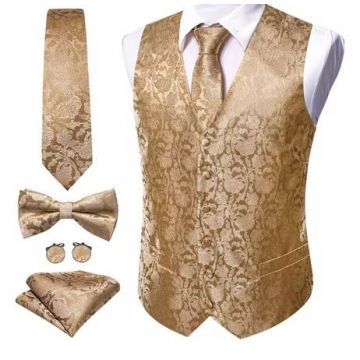 Set vesta + cravata + batista + butoni + papion, matase - model 33