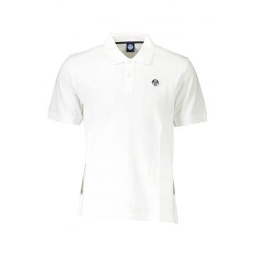 Tricou polo barbati - cu mini logo brodat - Regular fit - Alb