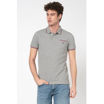 Tricou polo regular fit cu garnituri in dungi
