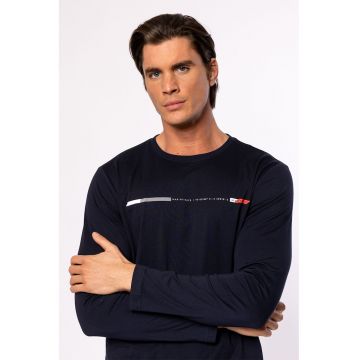 Bluza de bumbac cu decolteu la baza gatului