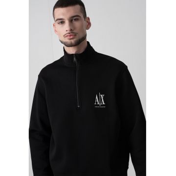 Bluza de trening cu logo brodat si fermoar scurt