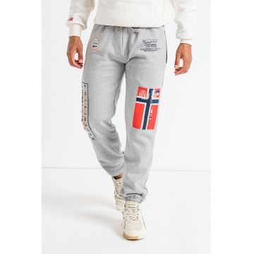Pantaloni sport cu aplicatii logo Myer