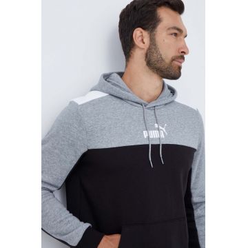 Puma bluza barbati, culoarea gri, cu glugă, cu imprimeu