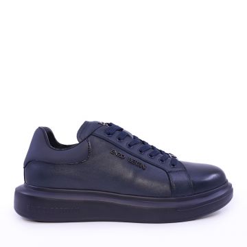 Sneakers bărbați Enzo Bertini bleumarin din piele naturală cu logo 3869BP665BL