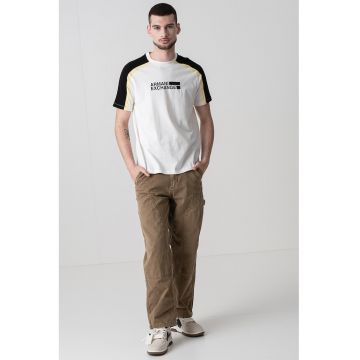 Tricou din bumbac cu insertii contrastante