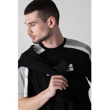 Tricou din bumbac cu insertii contrastante