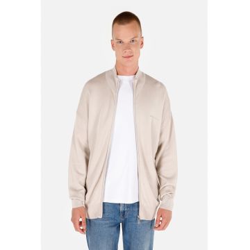 Cardigan cu guler inalt si fermoar